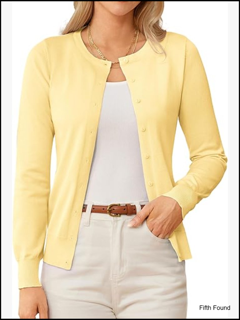 Long Sleeve Knit Cardigan Sweater Casual Dressy Open Front Button Down